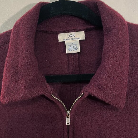 Last Chance! EUC Vtg Brooks Brothers 100% Wool Zip Up Jacket Burgundy M-L fit - Picture 3 of 3